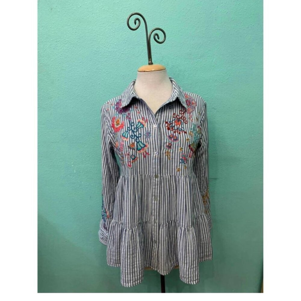 NWT Johnny Was Alesa Tiered Shirt Tunic Size Large Retail $270